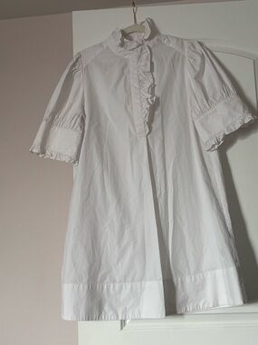 Banana Republic White Ruffle-Front Blouse